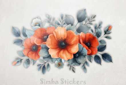 Bouquet of romantic flowers, watercolour