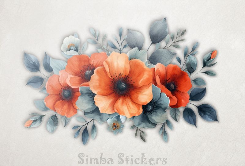 Bouquet of romantic flowers, watercolour