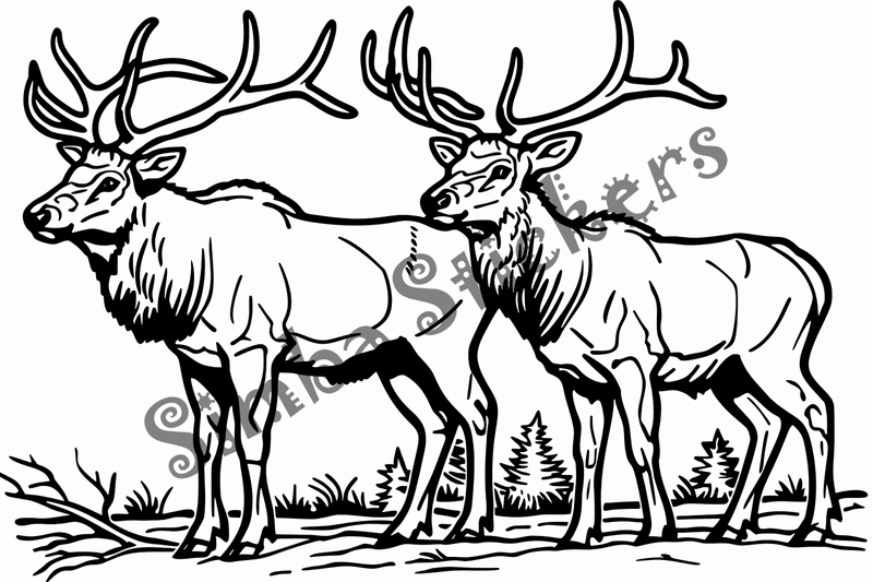 Colouring pages, bundle of elks, 10 images
