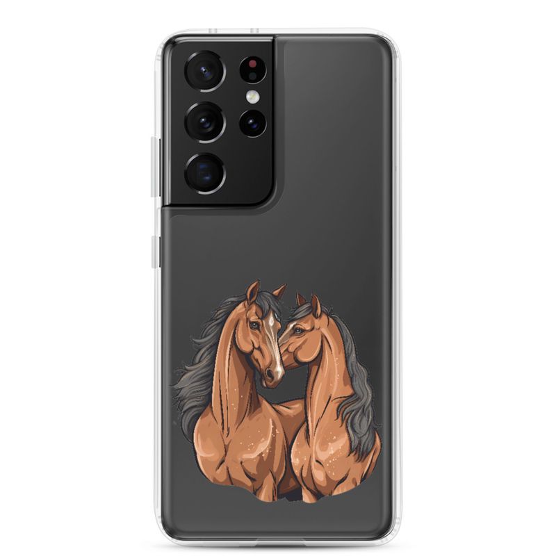 Clear Case for Samsung, Two brown horses snuggling, tdwcyd