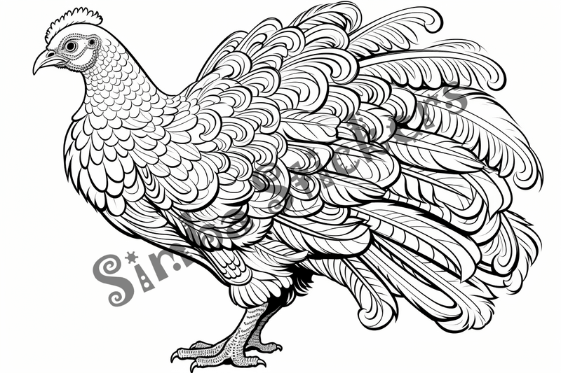 Colouring pages, bundle of turkeys, 50 images