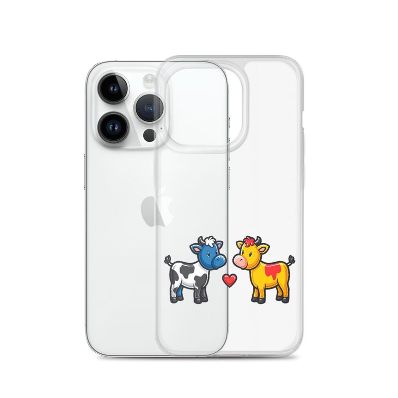 Clear Case for iPhone, Cattle, bull and cow in love, both colourful, zbyzzs