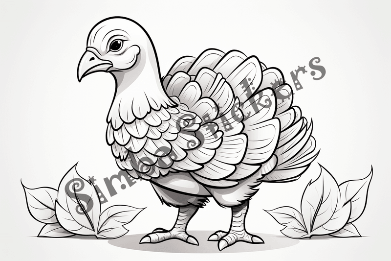 Colouring pages, bundle of individual turkeys, 25 images