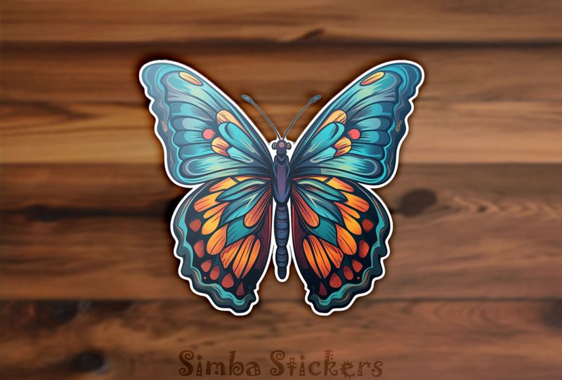 Colourful butterly orange and blue, swte2s