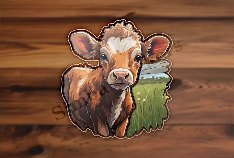Cattle calf in a field of grass