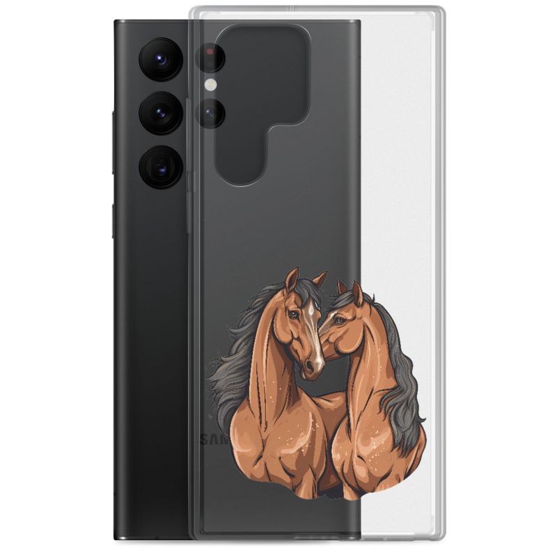 Clear Case for Samsung, Two brown horses snuggling, tdwcyd