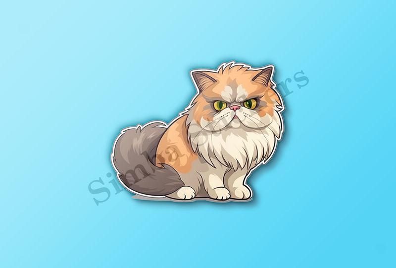 Persian cat, grey, brown and white