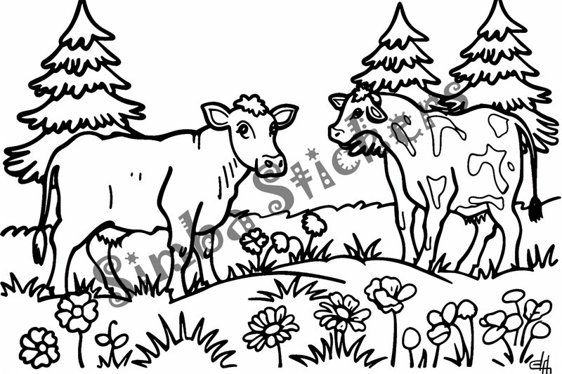 Colouring pages, bundle of cattle, 50 images