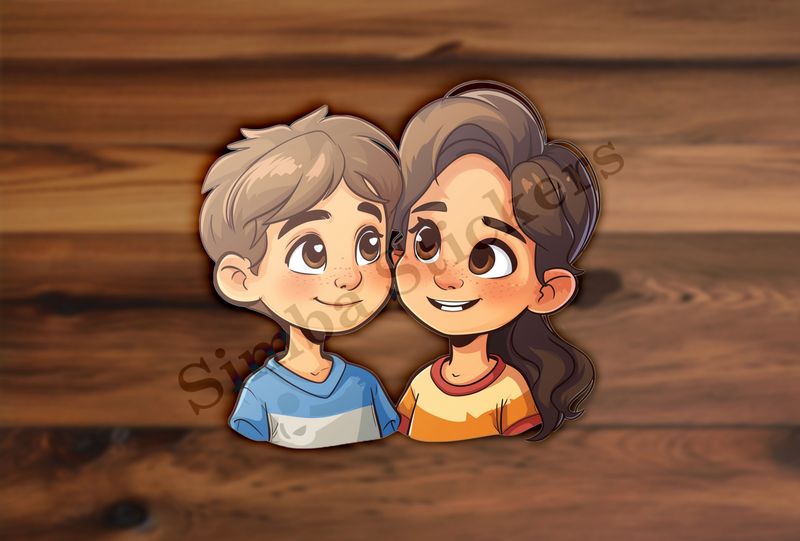 Girl and boy with rosy cheeks