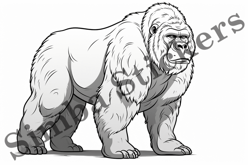 Colouring pages, bundle of gorillas, 25 images