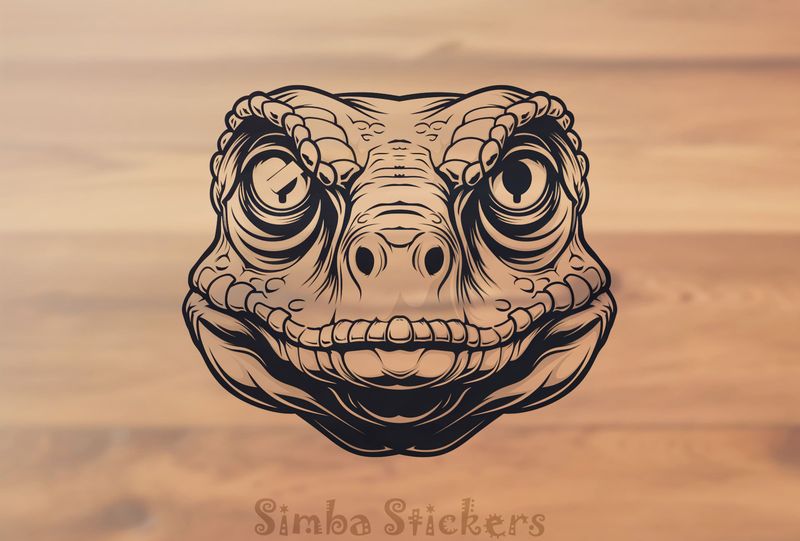 Dinosaur stone-faced and looking serious, outline art