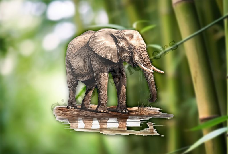 Elephant  at a pond in the Savanna