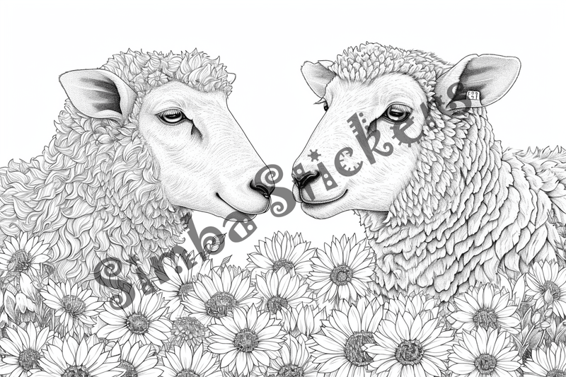 Colouring pages, bundle of sheep, 25 images 2