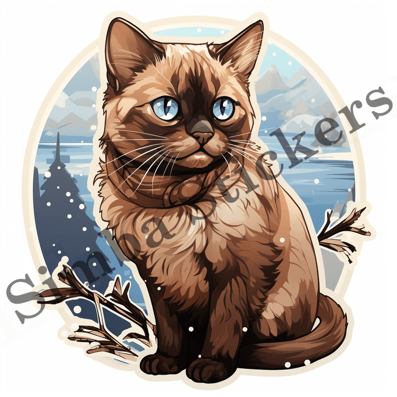Burmese cats in snow, image set, 10 images