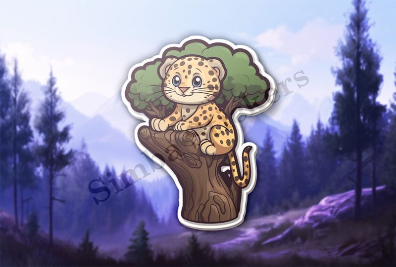 Leopard cub in a tree