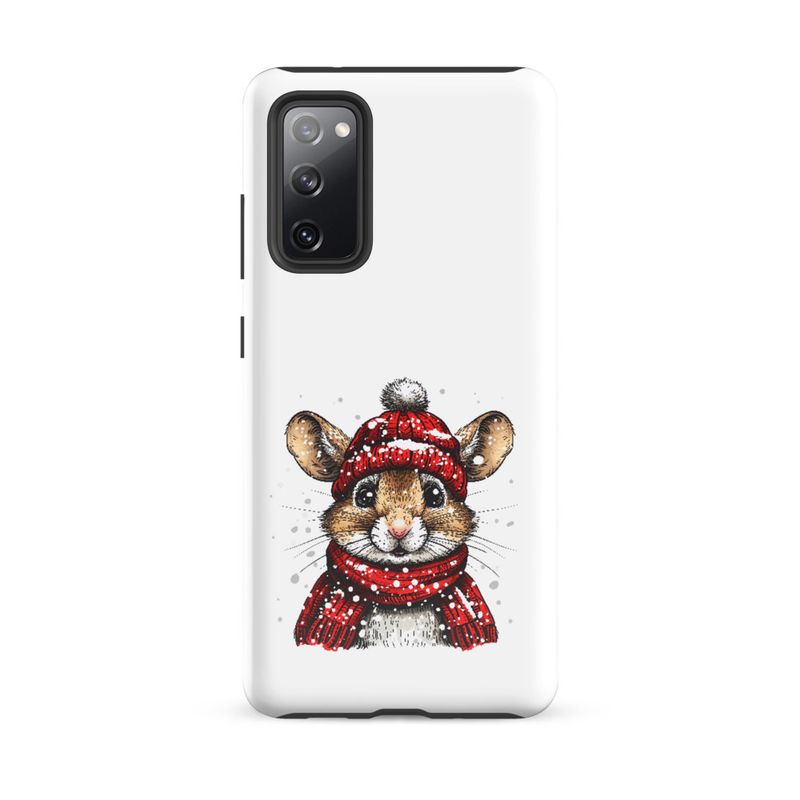 Tough Case for Samsung, Mouse wearing red winter hat and scarf in the snow, xg8dl3