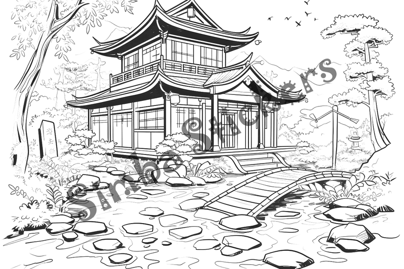 Colouring pages, bundle of houses, 25 images