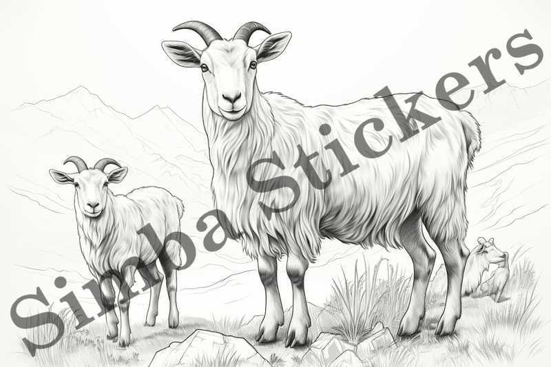 Colouring pages, Bundle of goats, 25 images