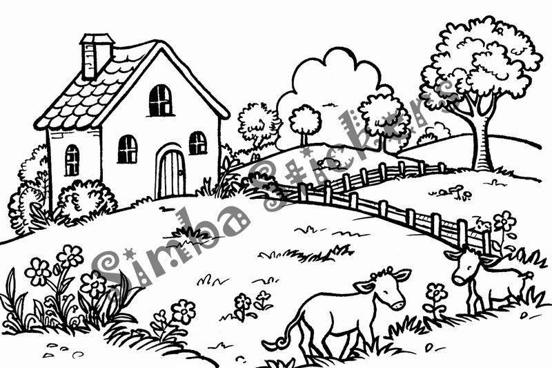 Colouring pages, bundle of cattle, 25 images
