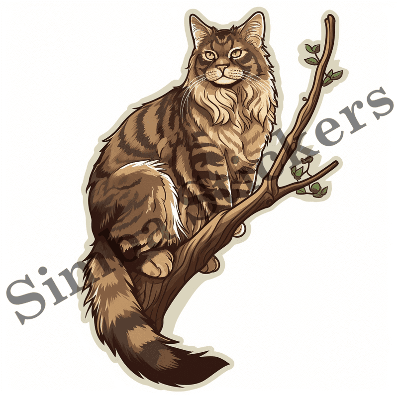 Maine Coon cats in trees, image set, 10 images