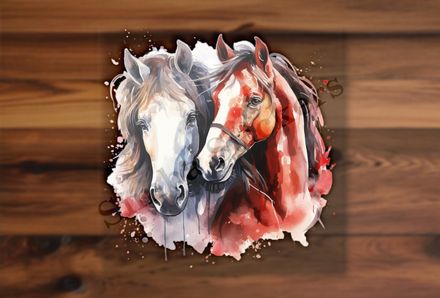 Horses in love, watercolour