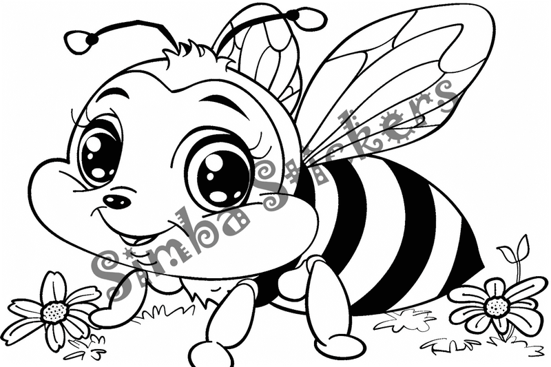 Colouring pages, bundle of single bees, 10 images