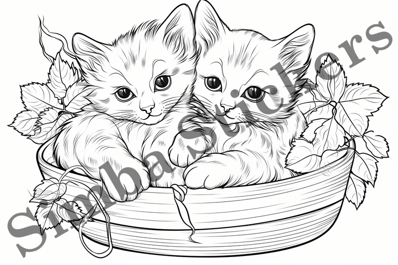 Colouring pages, Bundle of cats, 25 images