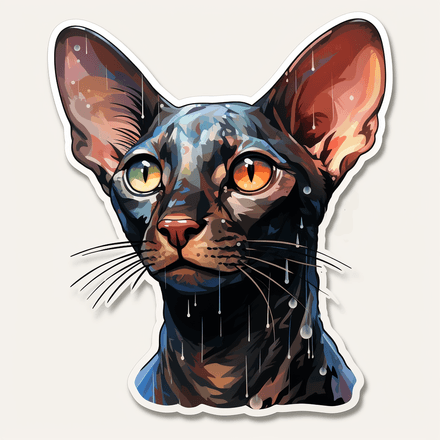Oriental Shorthair cats in rain or snow, image set, 10 images