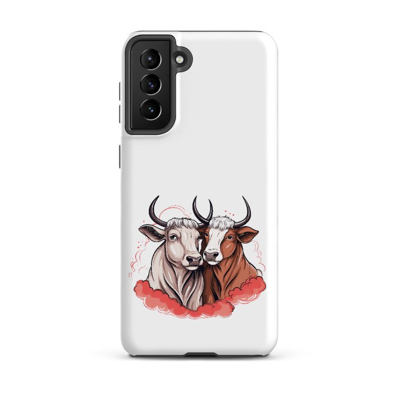 Tough Case for Samsung, Bull and cow, romantic, reddish clouds, qoucds