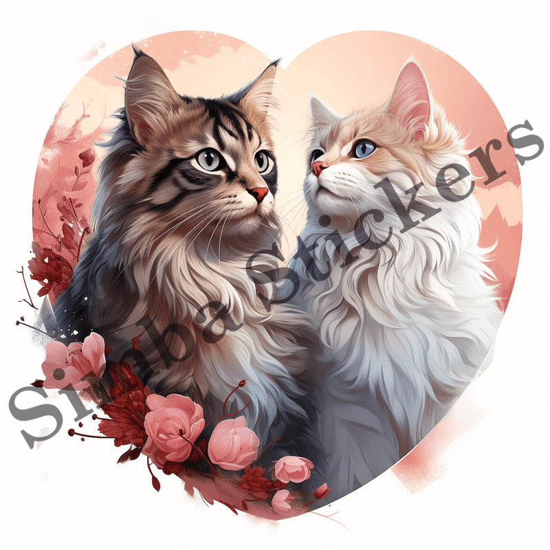 Cats in love, image set, 10 images