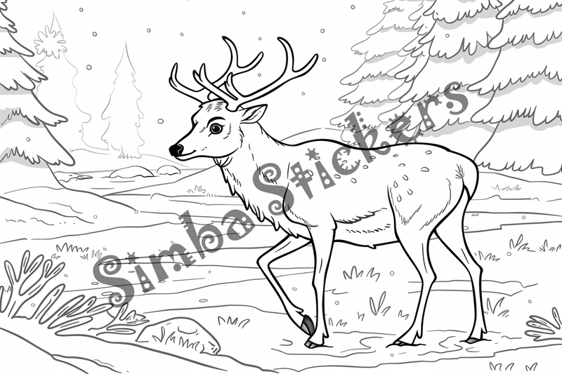 Colouring pages, bundle of elks, 10 images