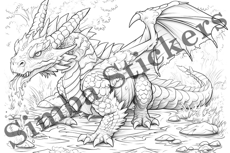 Colouring pages, bundle of dragons, 25 images