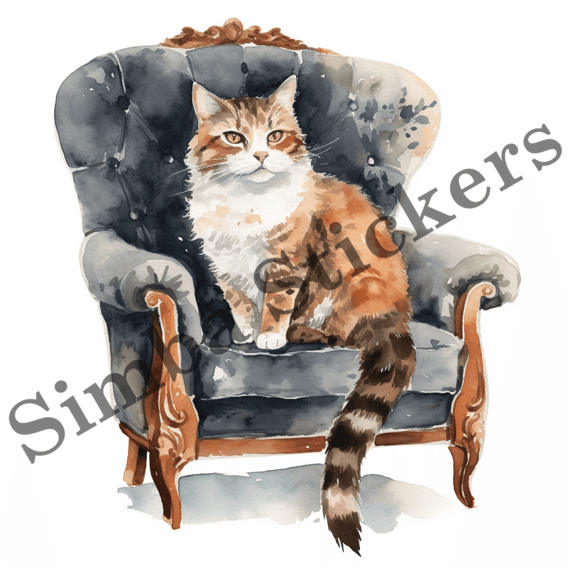 Cats in armchair, image set, 10 images