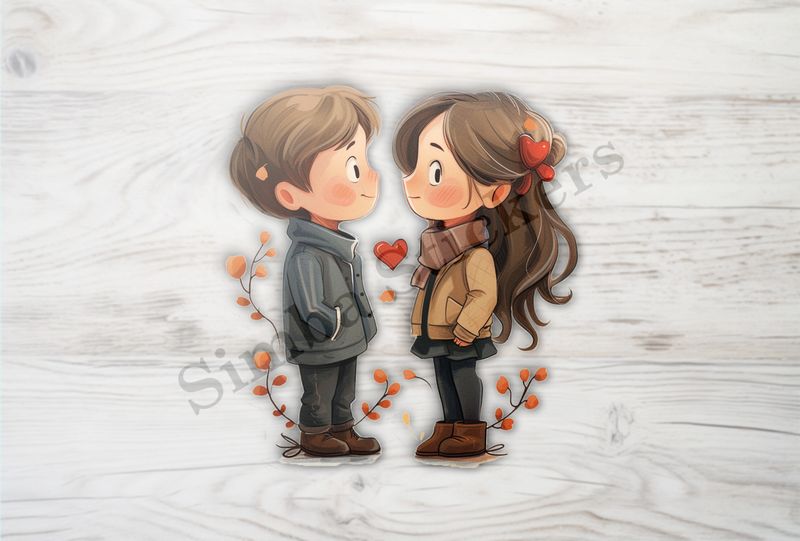 Boy and girl nervously in love