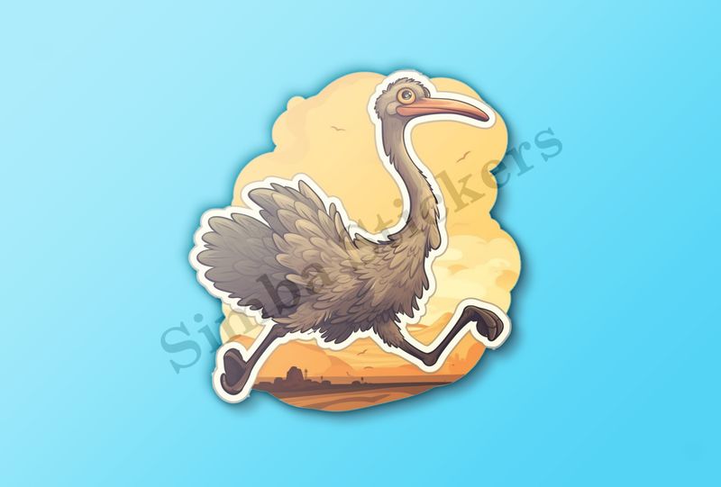 Ostrich running, bright sunny background