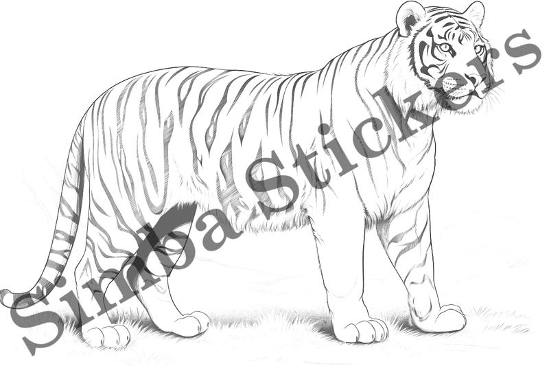 Colouring pages, bundle of tigers, 25 images