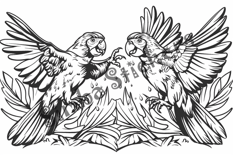 Colouring pages, bundle of Equatorial Rainforest landscape, 10 images