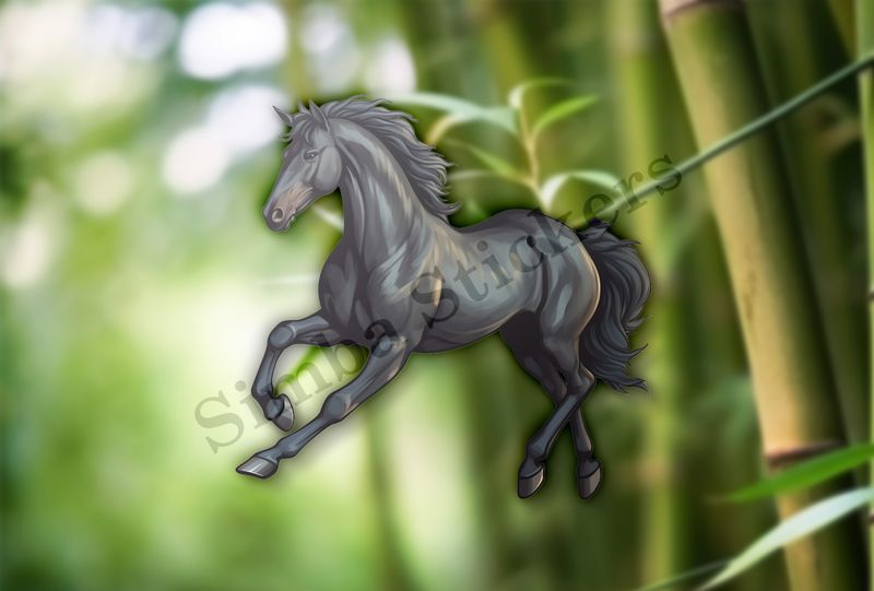 Black horse running