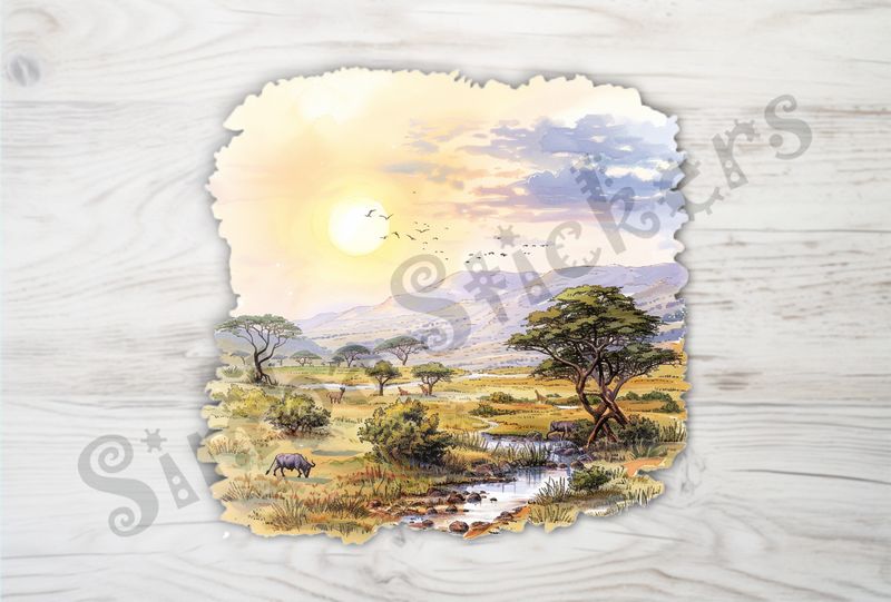 African Savanna landscape, under partial clouds