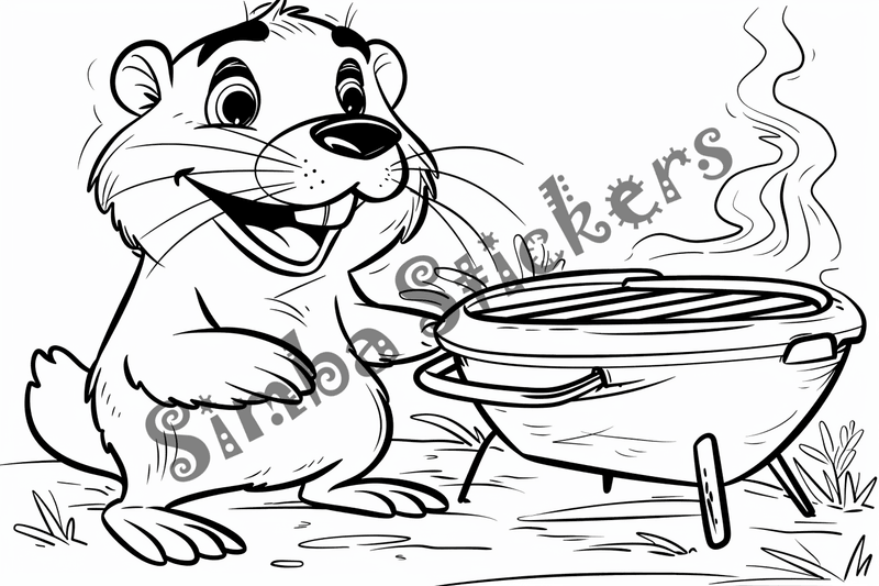 Colouring pages, bundle of singular beavers, 25 images