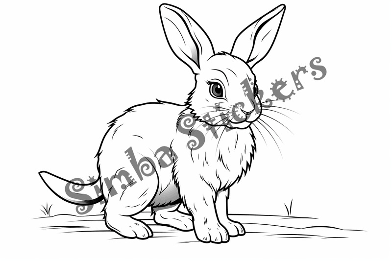 Colouring pages, bundle of singular rabbits, 10 images