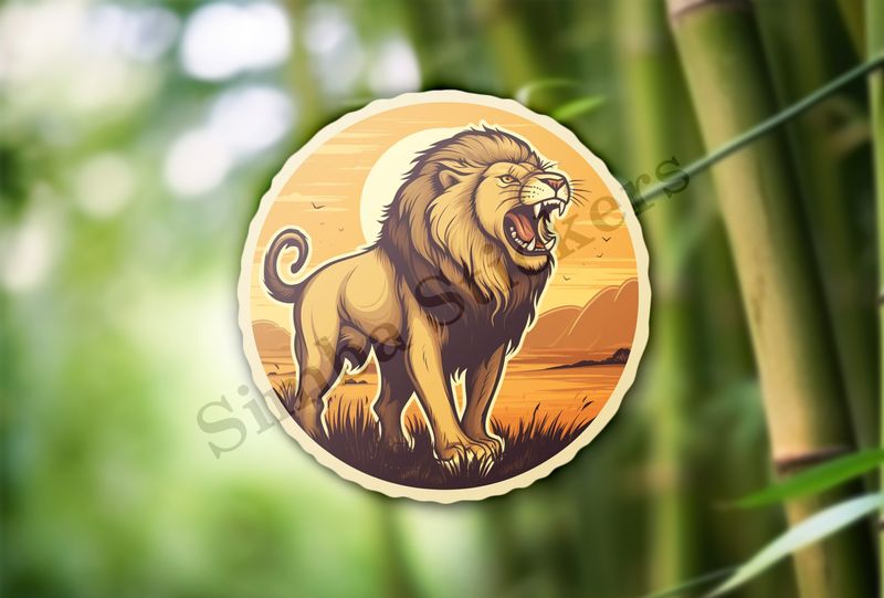 Male lion in the Savanna at sunrise