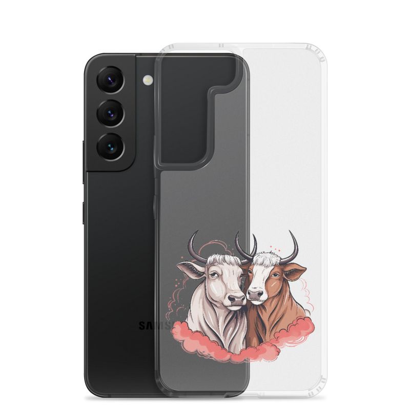 Clear Case for Samsung, Bull and cow, romantic, reddish clouds, qoucds