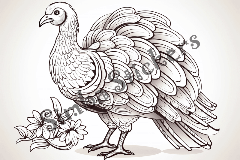 Colouring pages, bundle of turkeys, 50 images