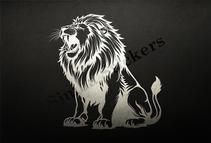 Majestic lion roaring, and sitting, outline art