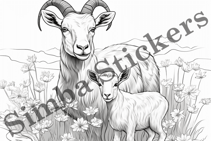Colouring pages, Bundle of goats, 25 images