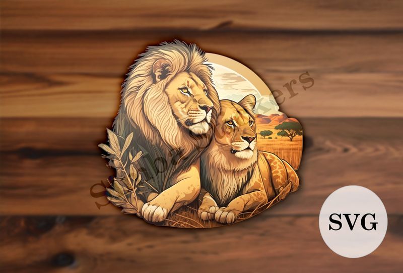 Male lion with lioness