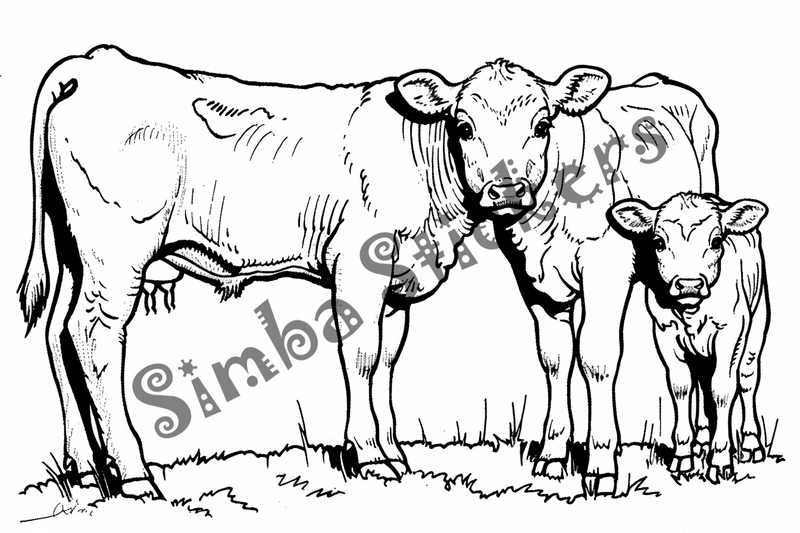 Colouring pages, bundle of cattle, 50 images