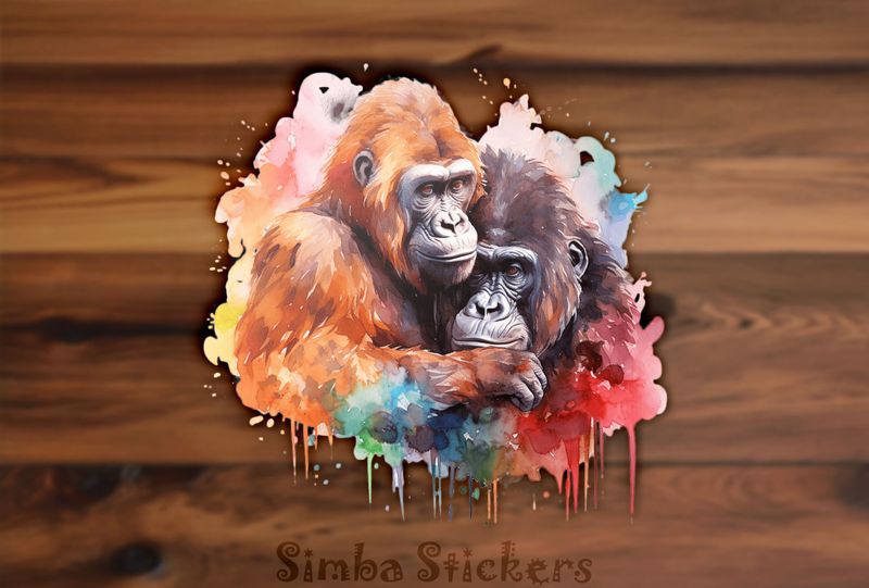 Gorillas in loving embrace, head-to-head, opukzy