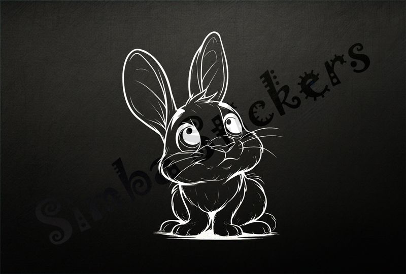 Hare looking frightened, outline art